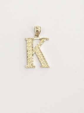 10k Real Gold Letter K Pendant Necklace - Initial Charm